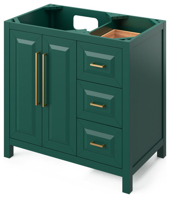 36 Forest Green Cade Vanity Left, 36 Bathroom Vanity With Drawers On Left