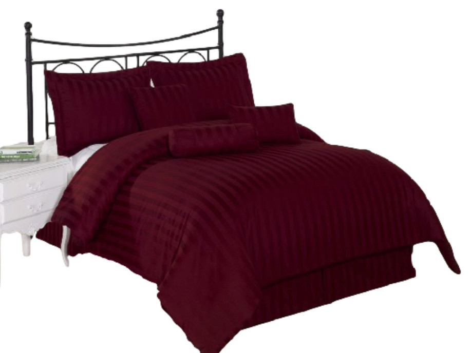 Burgundy Stripe Twin 2Piece Bed Duvet Set, Twin Duvet Covers And