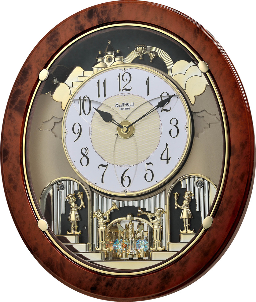 Small World Musical Motion Wall Clock, Woodgrain Stars, 4MH843WS23 -  Traditional - Wall Clocks - by Springfield Clock Shop | Houzz
