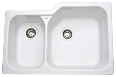 Rohl 6339-00 Rohl Allia Fireclay 2 Bowl Undermount Kitchen Sink