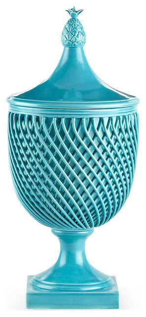 Astor Lattice Vase, Turquoise