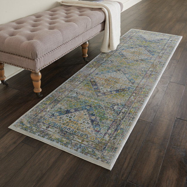 Nourison Global Vintage Blue And Green Farmhouse Area Rug 2 4 X8