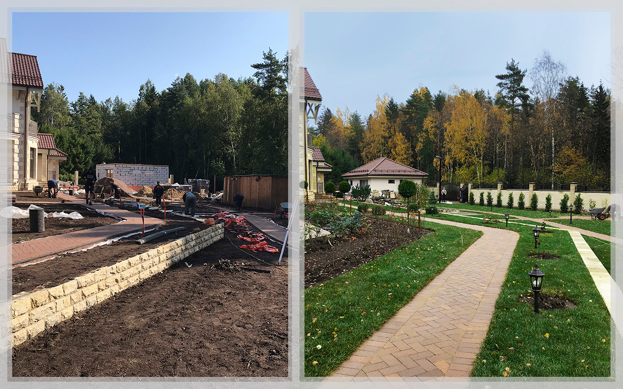 Участки до и после выполнения работ