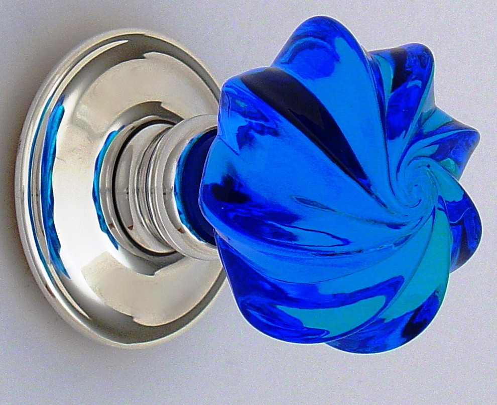Blue glass knobs