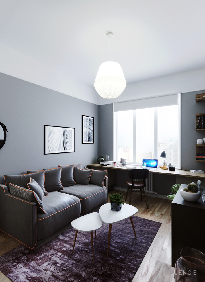 Дизайн-проект гостиной-спальни в скандинавском стиле.