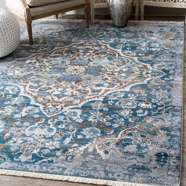 Traditional Floral Medallion Fringe Contemporary Area Rugs by nuLOOM
