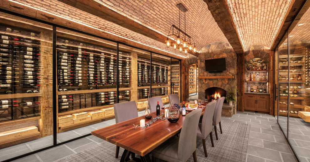 Woodland Gambrel in Greenwich,CT Rustic Wine Cellar New York by