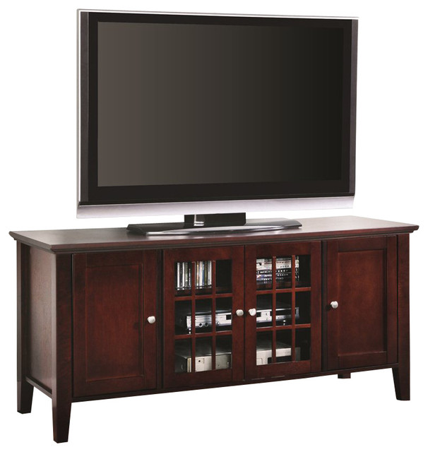 Window Panes Tv Stand Dark Cherry