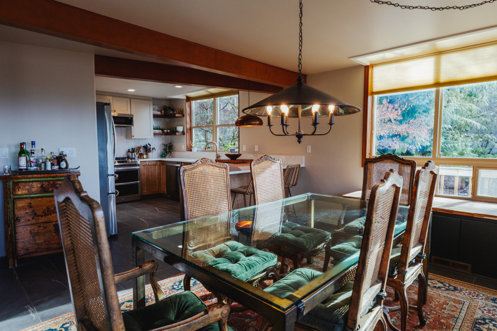 Mountain style dining room photo in Seattle