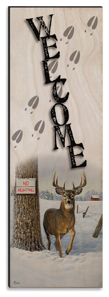 Welcome Wall Art, No Hunting, 4"x12"