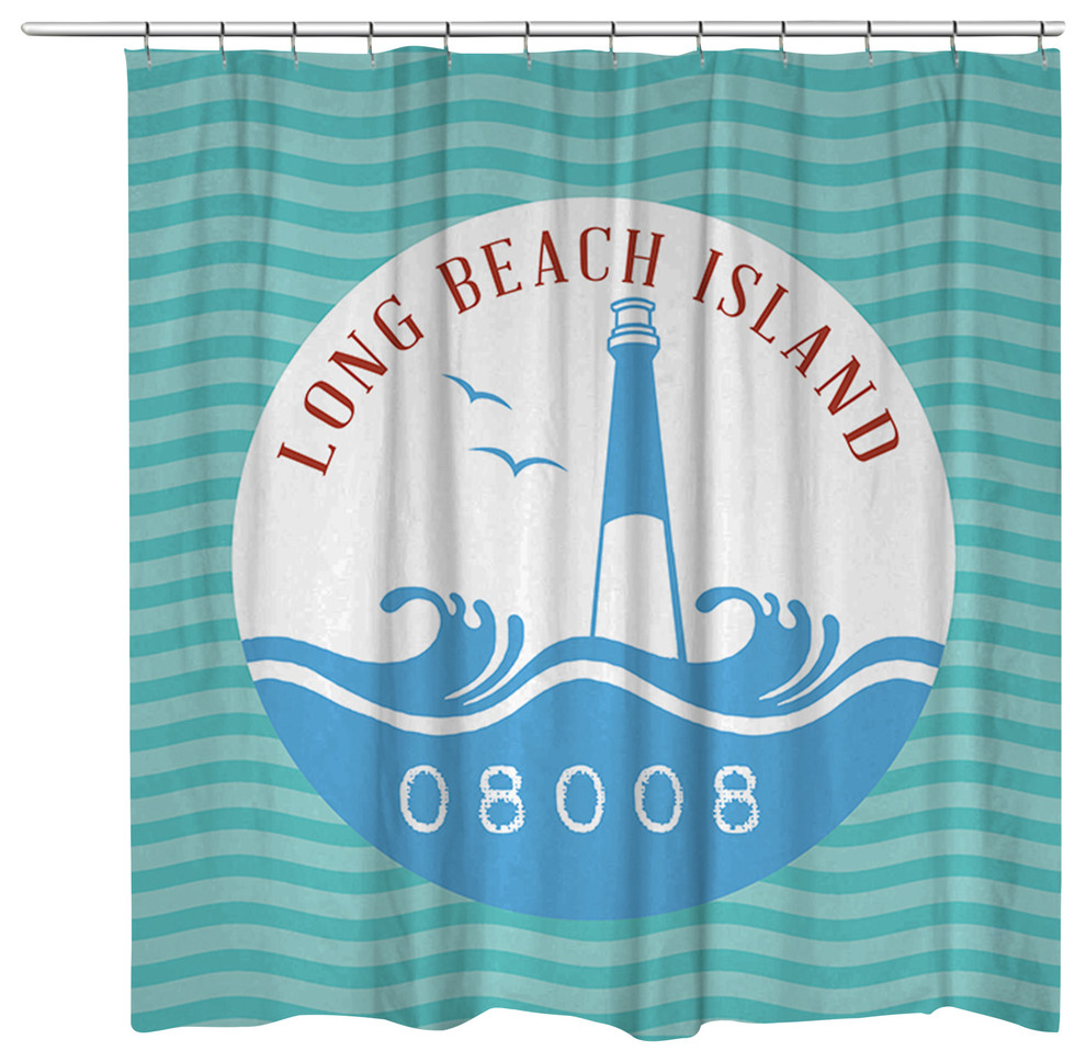 Long Beach Island Shower Curtain, 71"x74" Beach Style Shower