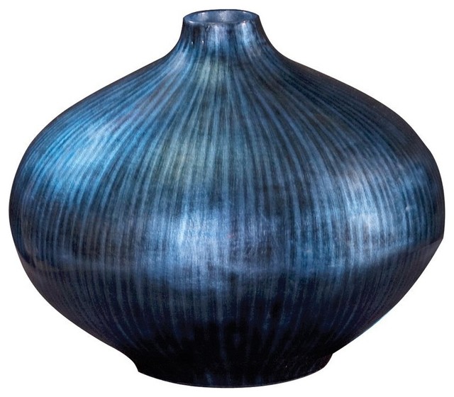 Howard Elliott Arctic Blue Lacquered Wood Vase - Medium - 22077M
