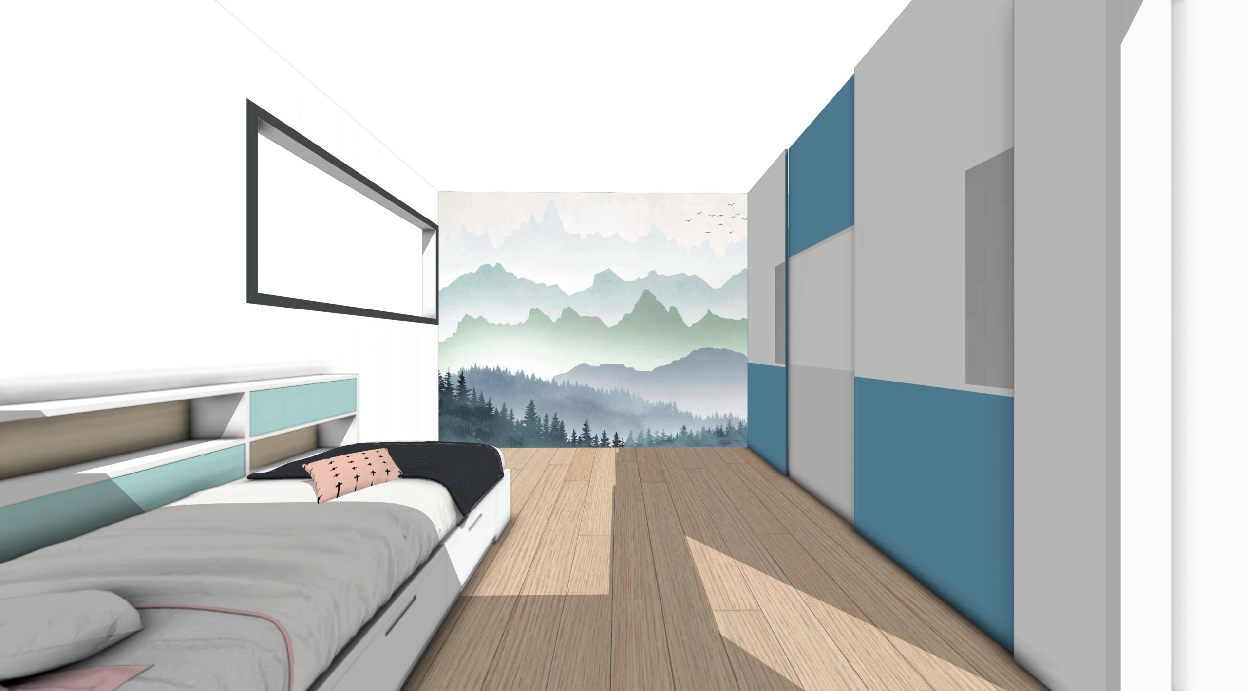 Projet tests papiers peints "La chambre d'Olivia"
