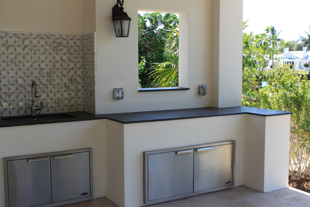 Example of a transitional kitchen design in Miami