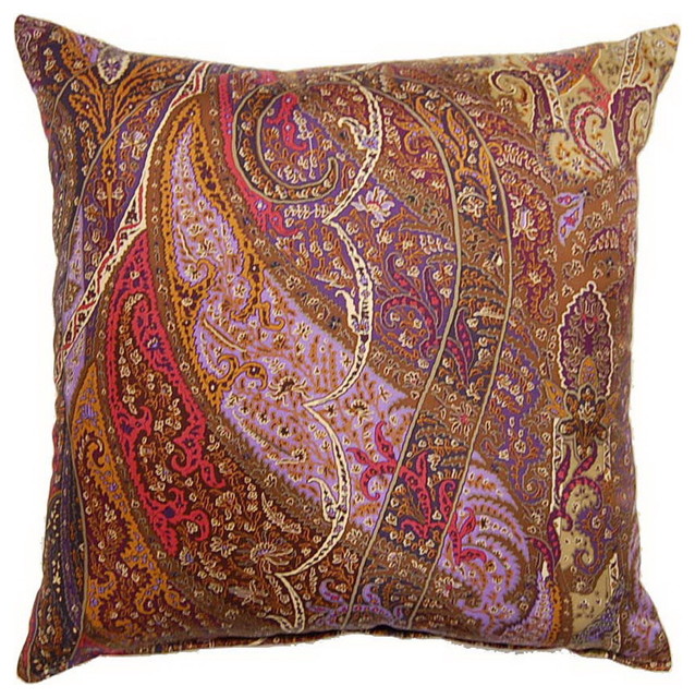 Paisley Silk Purple 19-inch Throw Pillows (Set of 2)