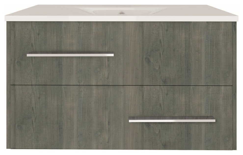 36" Floating Vanity With Integrated Ceramic Sink Contemporary Bathroom Vanities And Sink