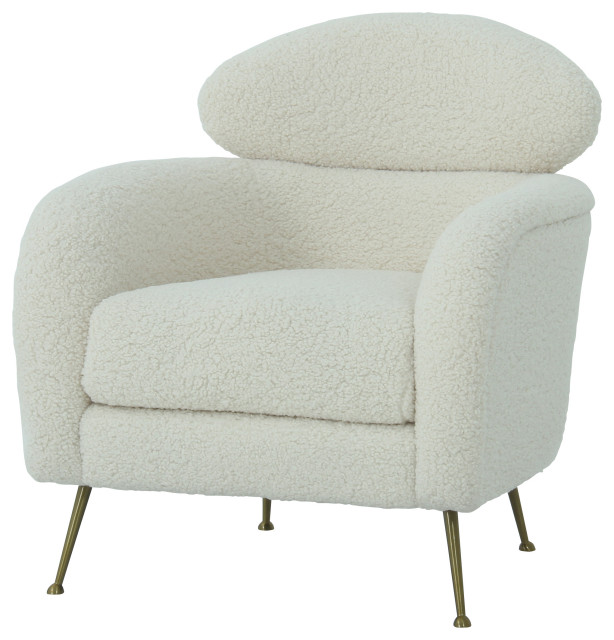 Modrest Altura Modern Faux Fur Lounge Chair Midcentury Armchairs
