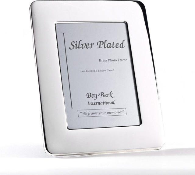 Bey-Berk Silver-Plated 5 x 7 in. Photo Frame with Rounded Corner - Tarnish Proof