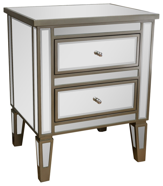 Graham Mirror 2 Drawer End Table Nightstand Contemporary Graham Mirror 2 Drawer End Table Nightstand