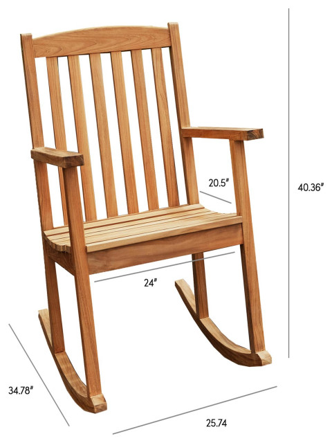 Tei Small Wood Rocker Monterey Teak Outdoor Rocker - Transitional - Outdoor Rocking Chairs ...