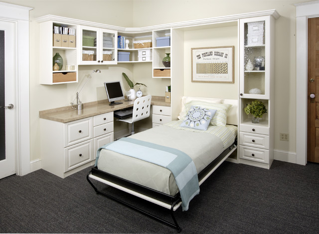 Antique White Office With Twin Wall Bed Klassisch Modern