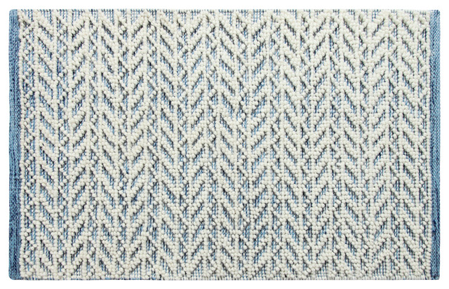 Herringbone Berber Rug Blue Contemporary Doormats By Company C