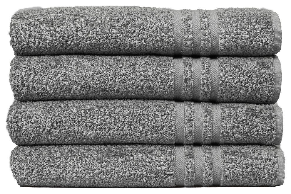 Denzi Bath Towels, Set of 4, 27" x 54" Contemporary Bath Towels