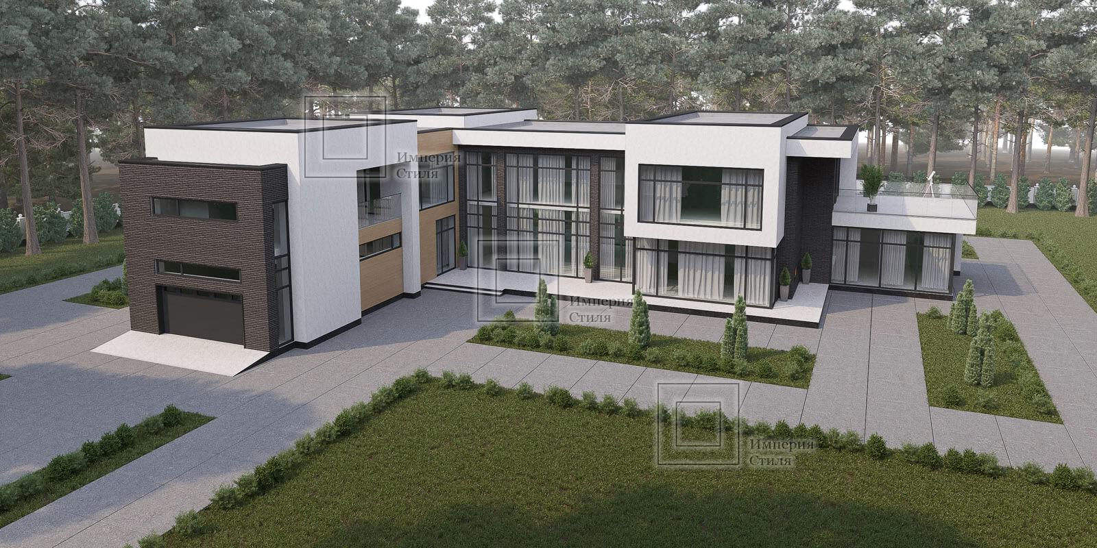 Проект дома с гаражом на три машины