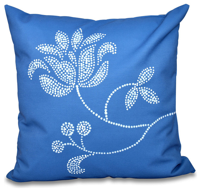 Traditional Flower-Single Bloom, Floral Print Pillow, Navy Blue, 20"x20"