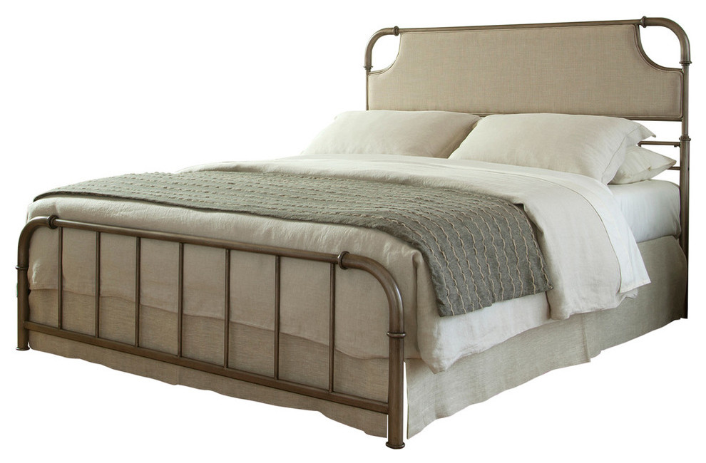 Dahlia Snap Bed With Upholstered Headboard, Aged Iron, Full