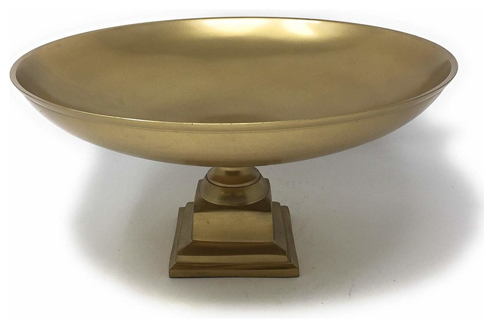 Gold Pedestal Bowl Traditional Decorative Bowls by Serene Spaces