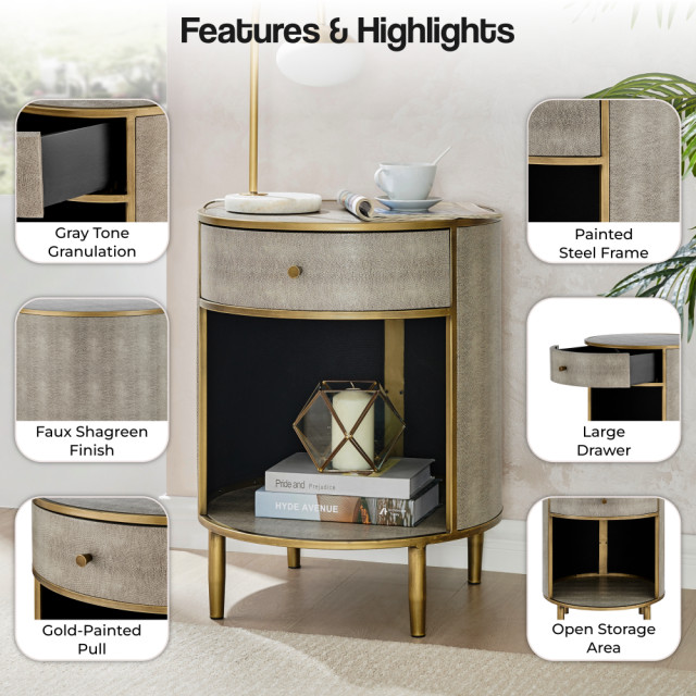 Loretta Faux Shagreen Side/ End Table - Midcentury - Nightstands And Bedside Tables - by New ...