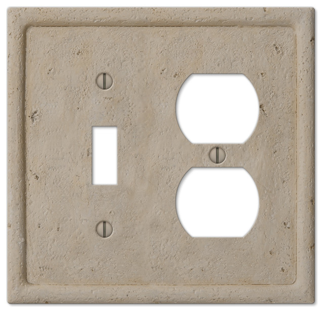 Faux Stone Resin 1Toggle, 1Duplex Wall Plate Traditional Switch