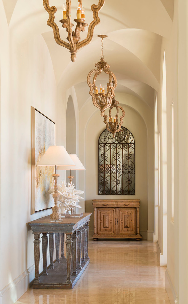 Design ideas for a traditional hallway in Dallas with beige walls.