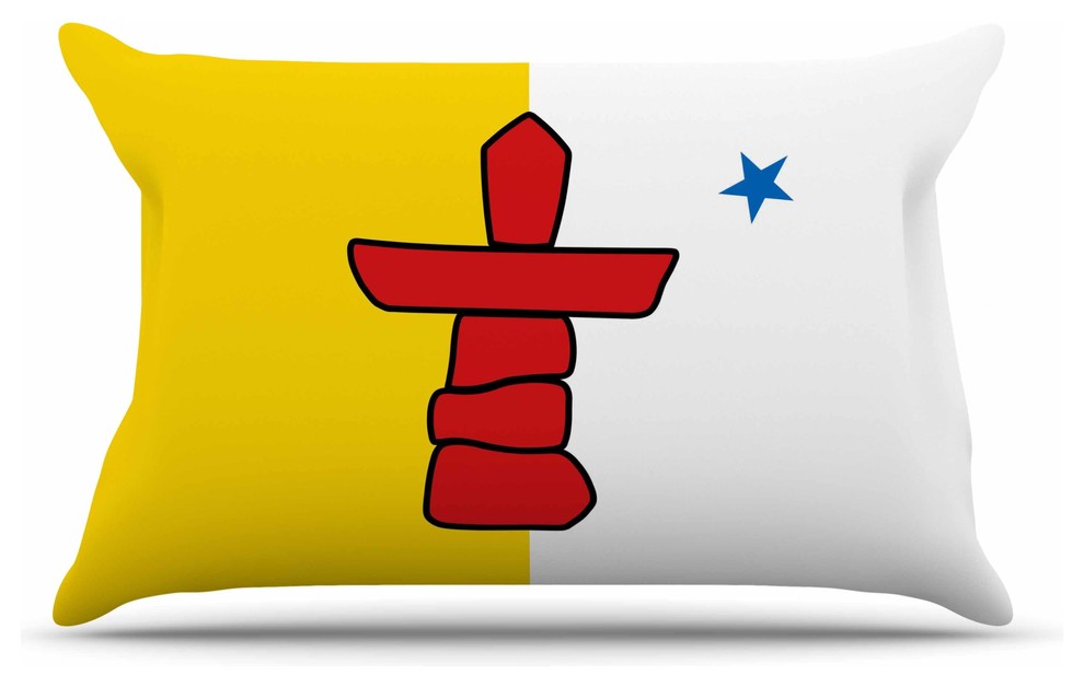 Bruce Stanfield "Flag Of Nunavut" Yellow Tribal Featherweight Sham, King