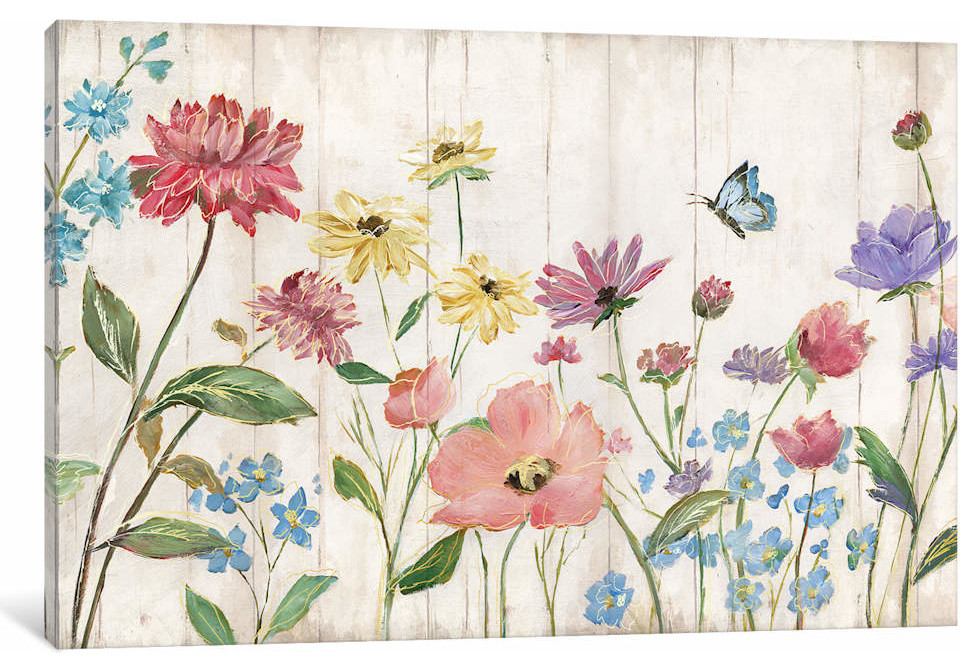 Wildflower Flutter On Wood by Nan Canvas Print, 18"x26"x1.5"