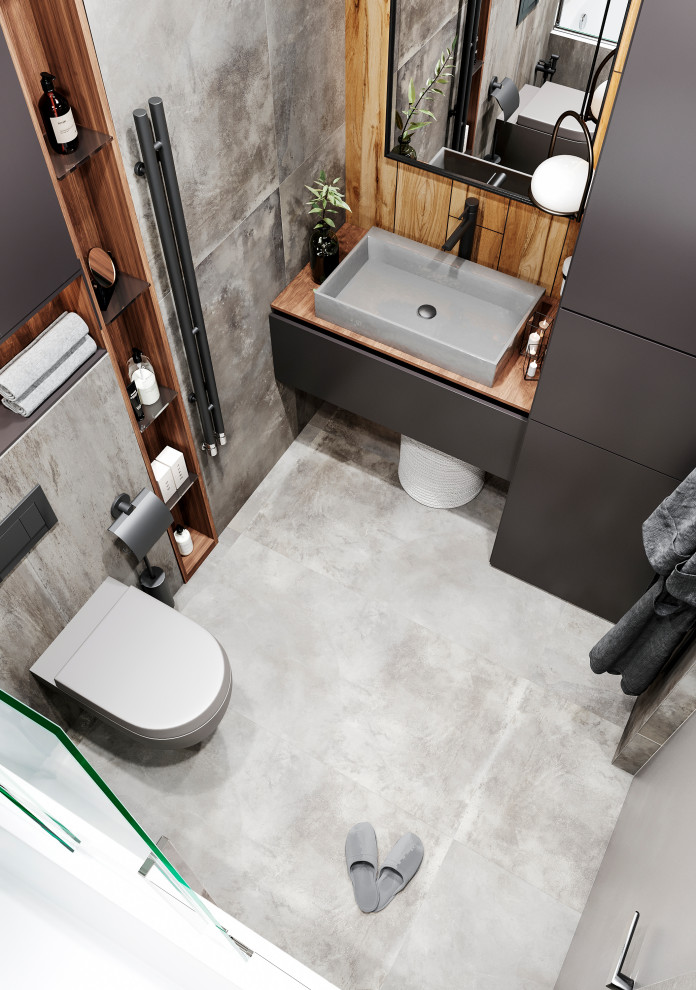 Ванная и душевая комната в сером цвете