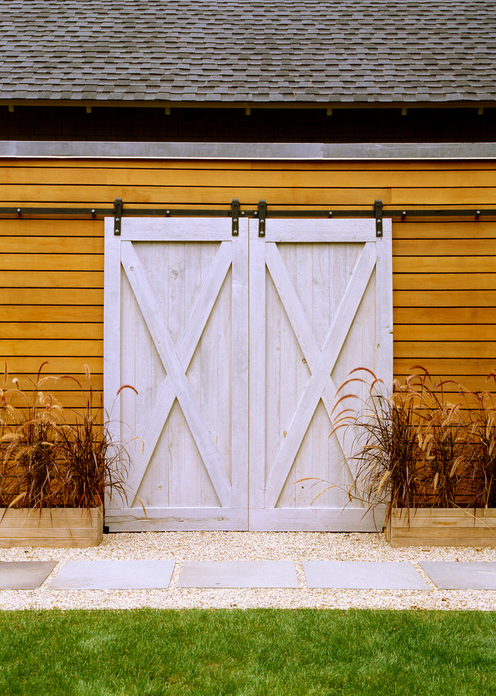 Example of a beach style exterior home design in Boston