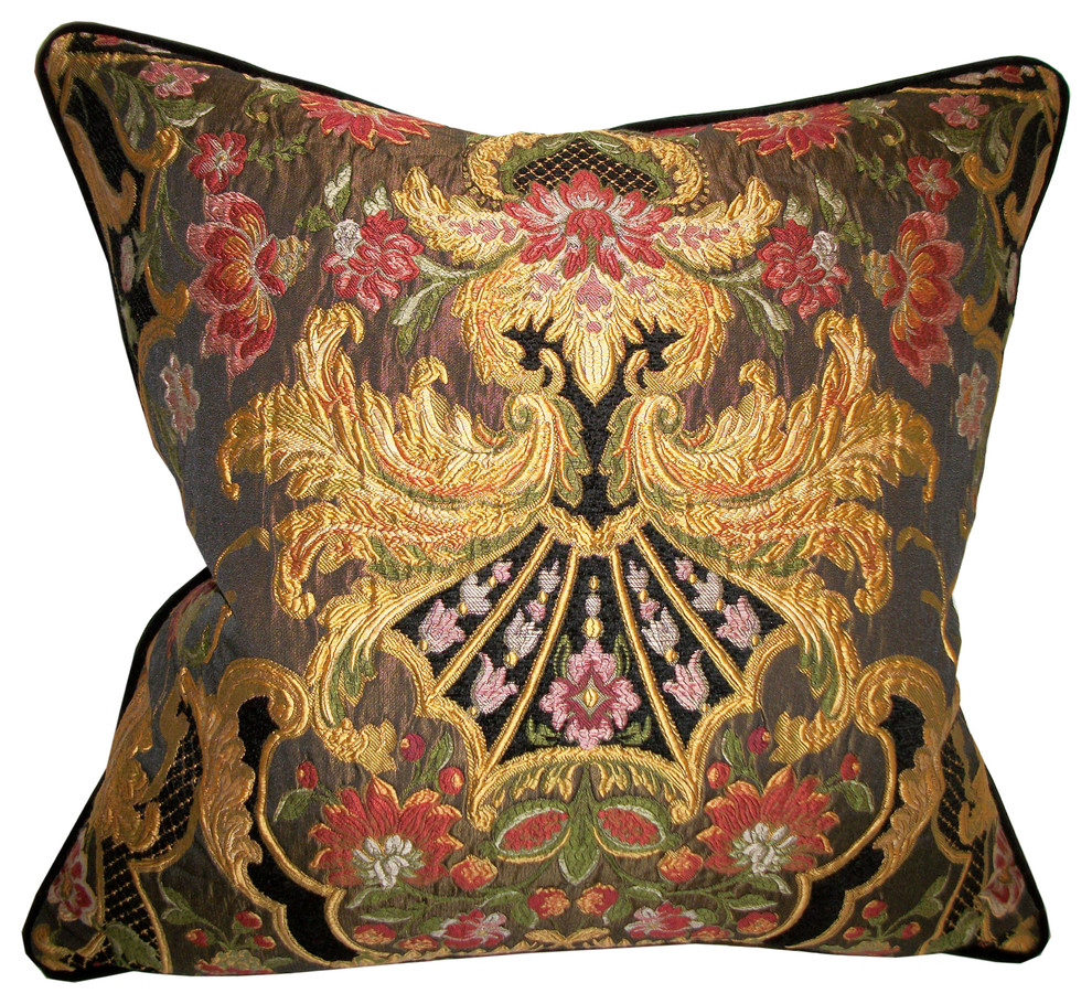 Aubusson chenille tapestry lampas accent pillow Traditional Decorative Pillows by