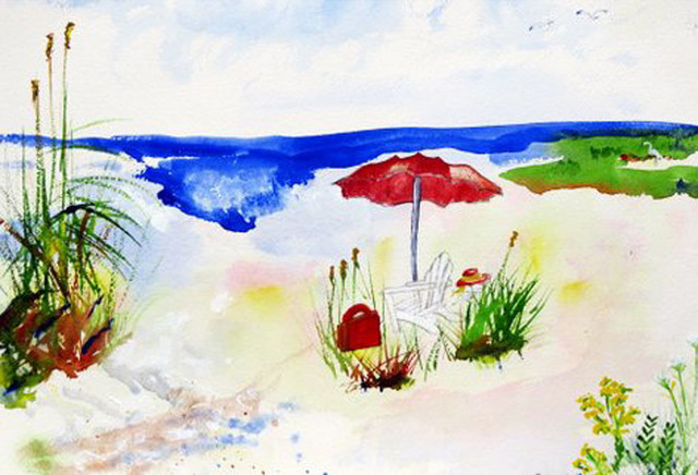 Red Beach Umbrella Door Mat 18x26