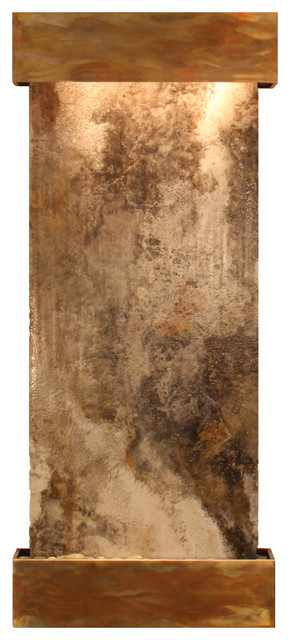 Inspiration Falls Water Fountain, Magnifico Travertine, Rustic Copper, Square