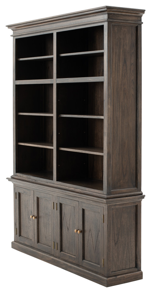 NovaSolo Halifax Mindi Wood DoubleBay Hutch Unit, Black Wash