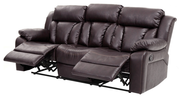 Springfield Reclining Sofa, Brown Faux Leather