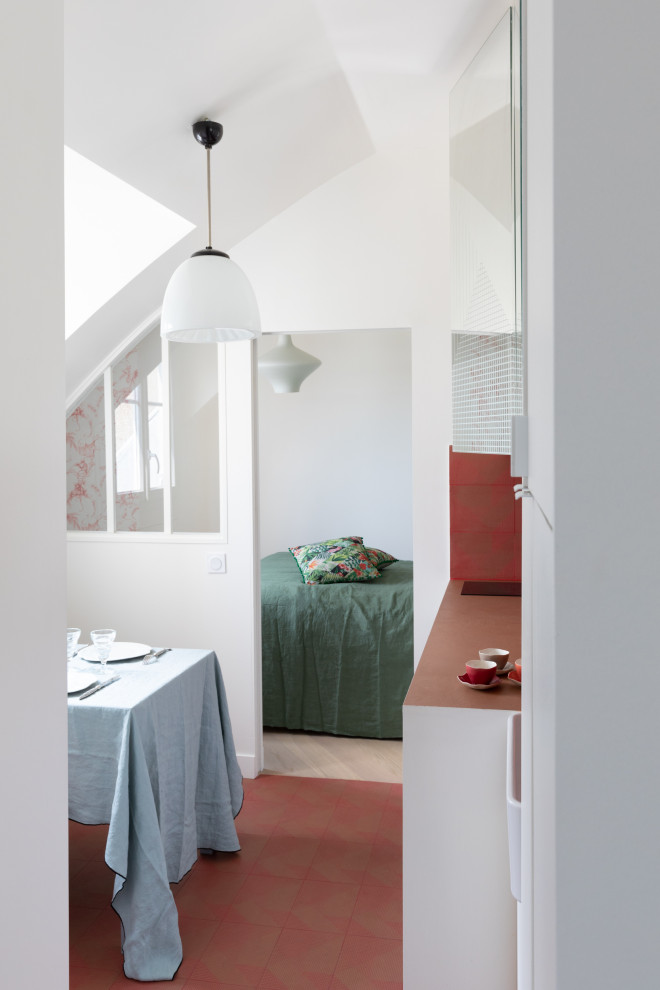 Exemple d'une salle à manger tendance.