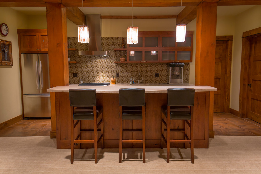 Basement - rustic basement idea in Denver