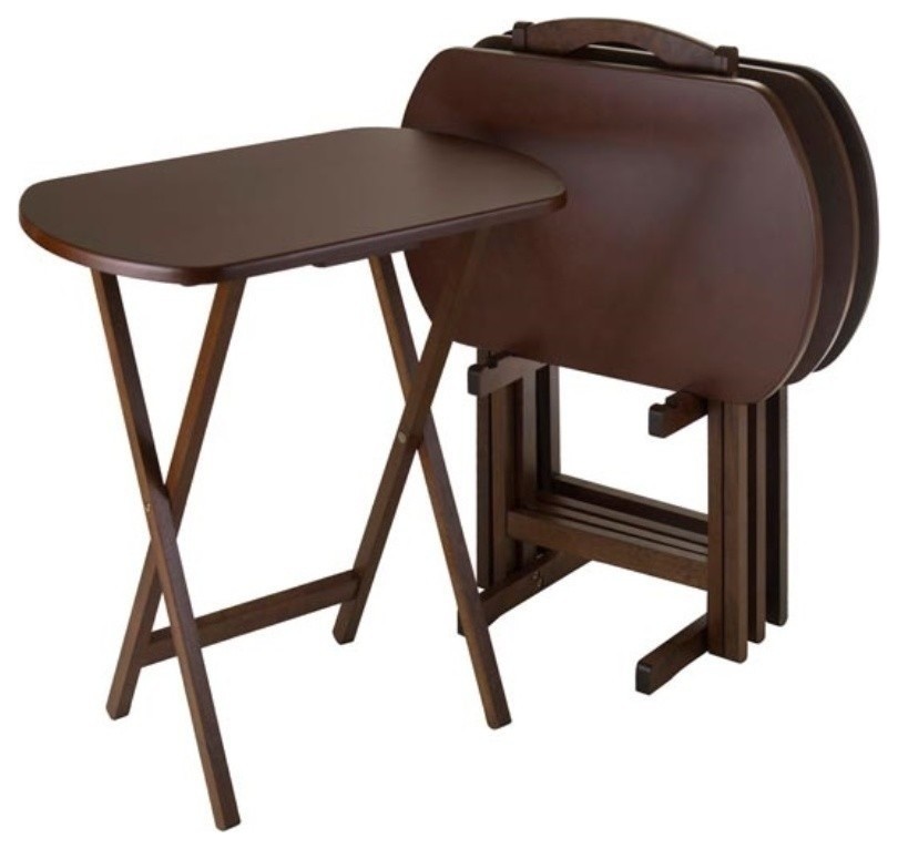 Ergode Corbett 5Pc Oversize Snack Table Set, Walnut Transitional