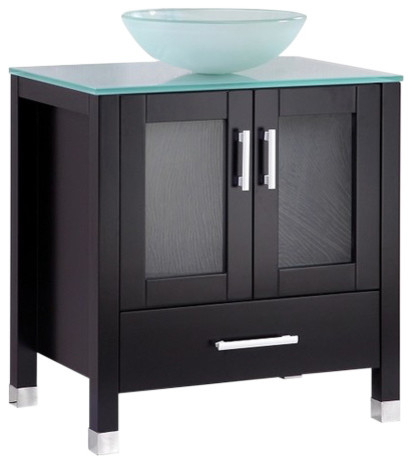 Jessica 30 Espresso Modern Bathroom Vanity With Glass Sink Bowl