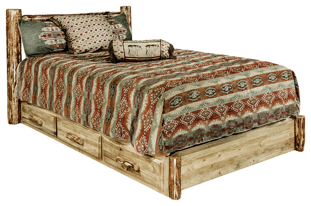 Glacier Country Collection Platform Bed, King Rustic Platform Bed Frame