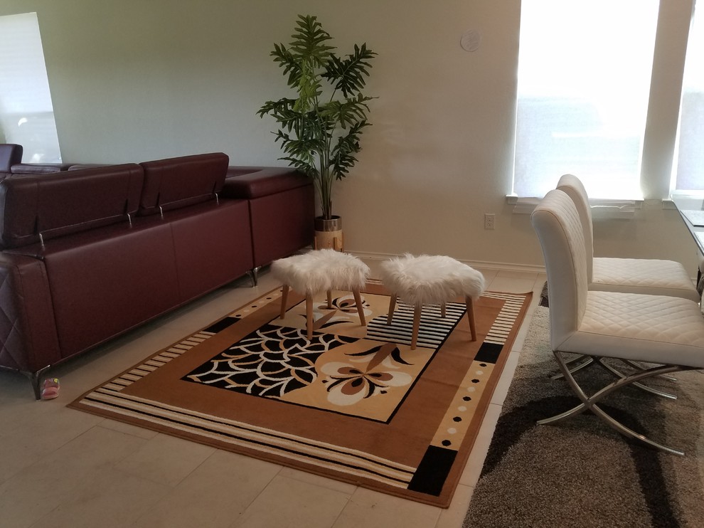 How to fill space between sofa and dinning area