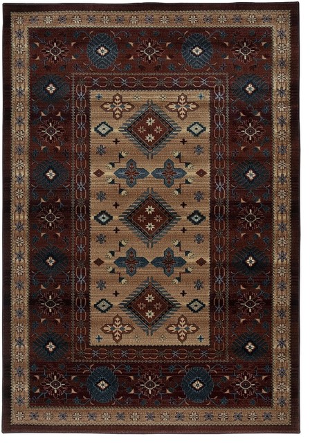 Southwestern/Lodge Bellevue Area Rug, Rectangle, Red, 1'8"x2'6"